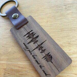 Amazing Grace, How Sweet The Sound Soundwave Wooden Keychain